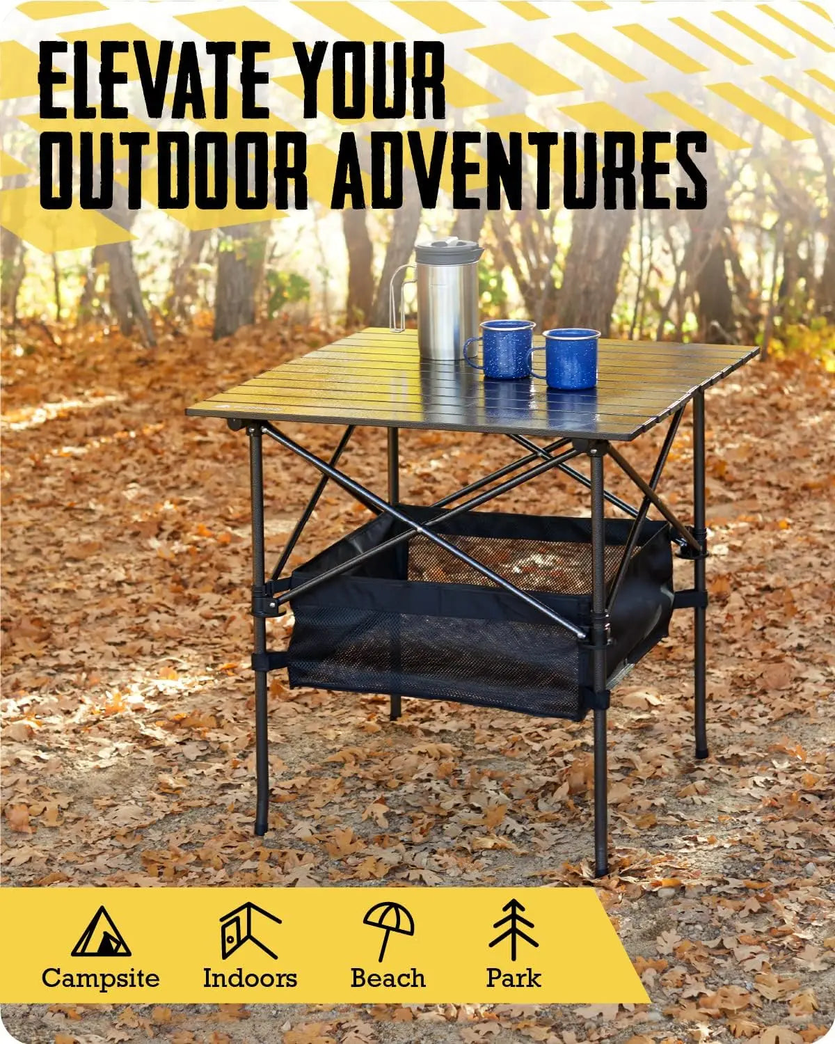 Folding Camping Table - Aluminum Foldable Table for Tailgating or Camp Site with Carry Bag